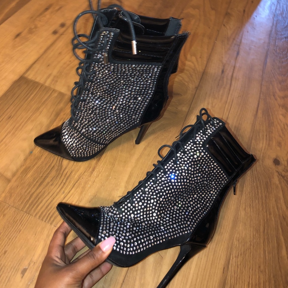 Crystal heel boots